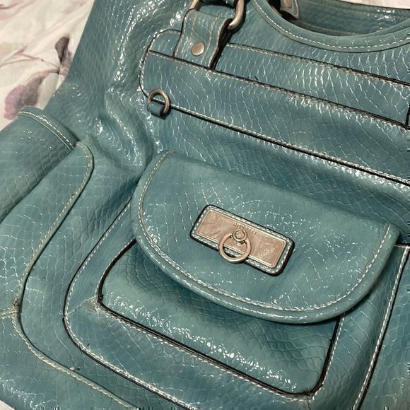 Y2K turquoise and silver shoulder medium size handbag - Picture 2 of 12